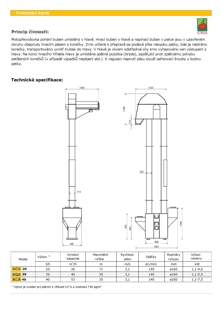 Korečkový dopravník AGA 20 – 30m
