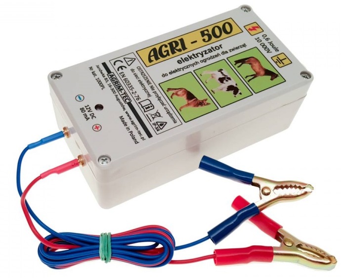 AGRIM-TEC AGRI-500 – univerzální 12V zdroj elektrického ohradníku 0,4 J